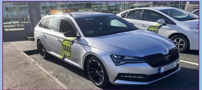 Drogheda Taxi Biggles taxi on an airport taxi rank